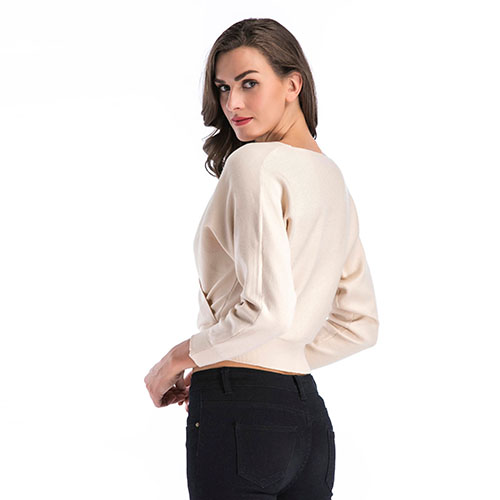 Solid Wrap Crop Sweater