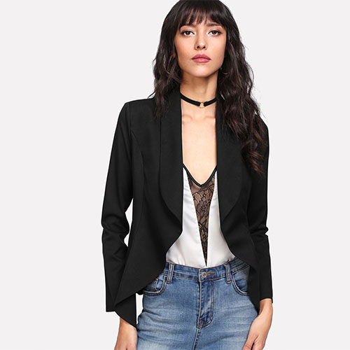 Shawl Collar Open Front Blazer