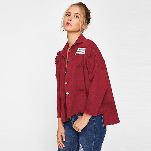 Patch Back Distressed Jacket